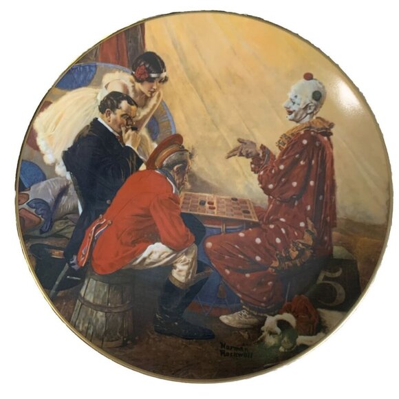 Norman Rockwell Collectors Plate It's Your Move 1978 Clown Chess‎ Game Limited - Picture 1 of 10